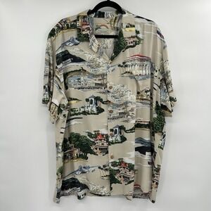 Vintage Paradise Found Mens Button Up Hawaiian Shirt Size XL Catalina Beachy